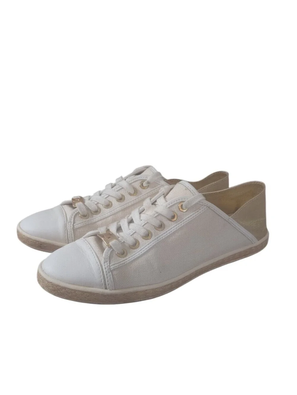 Michael Kors Cream And Gold Espadrille Sneakers Size 7.5